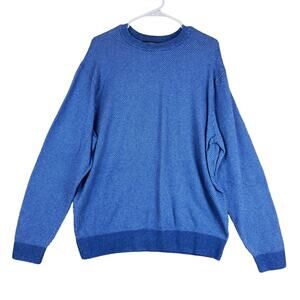 Roundtree & Yorke Mens Sweater Blue Crew Neck Cashmere Blend Long Sleeve XL